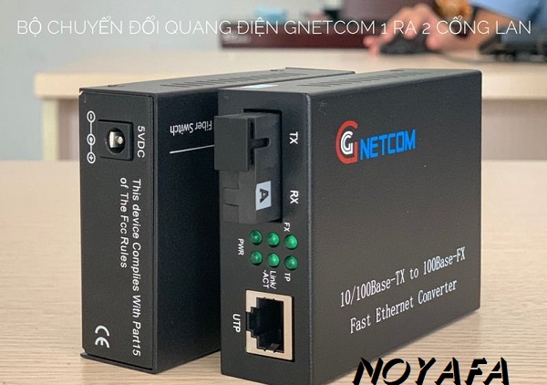 Bộ chuyển đổi quang điện GNETCOM 1 ra 2 Cổng LAN tốc độ 10/100 GNC-1111S-20/GNC-1112S-20