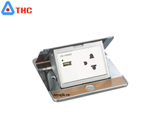 Hộp ổ cắm điện âm sàn  lắp ổ điện 3 chấu + ổ cắm sạc USB